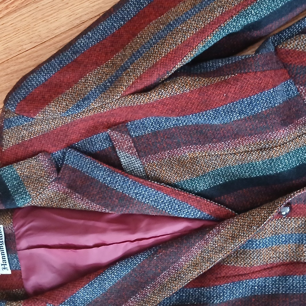 Hannington Boston Striped Multicolored 100% Wool Blazer ■ Size S - Picture 4 of 9